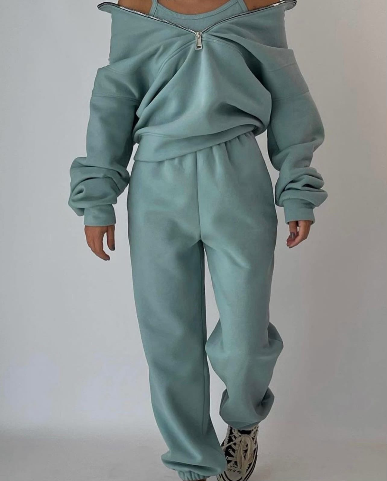 Damen Jogginganzug Set Zweiteilig Bequem Sportlich