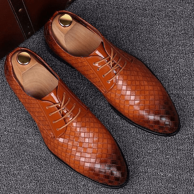 Herren Leder Schuhe Formell Schnürschuhe Schwarz Elegant