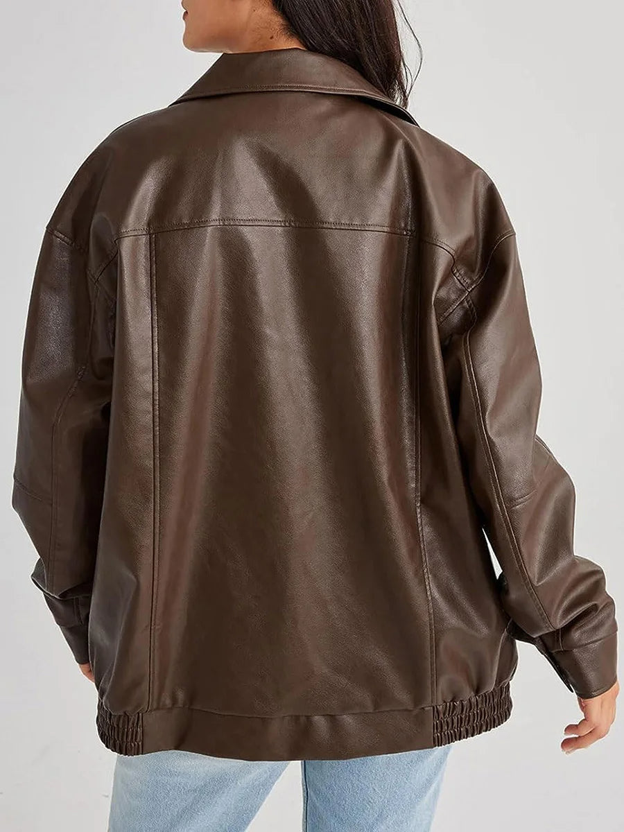 Lederjacke Damen Modisch Streetstyle Schwarz