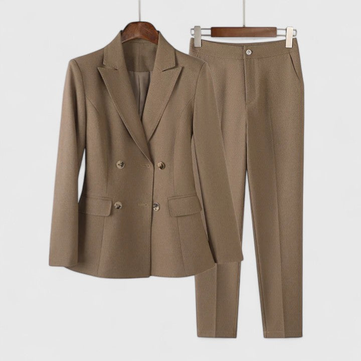 Damen Business Anzug Set Zweireihig Blazer Hose