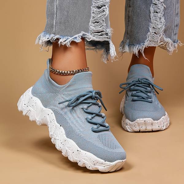 Blaue Elastische Socken Schuhe Damen Modisch