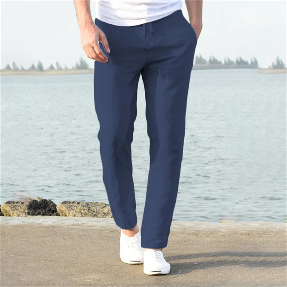 Herren Leinenhose Leicht Bequem Sommershorts