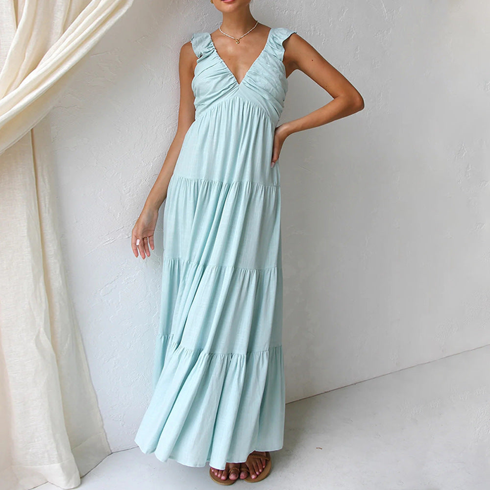 Baumwoll-Leinen Spitzenkleid ohne Ärmel von BerlinGlamour