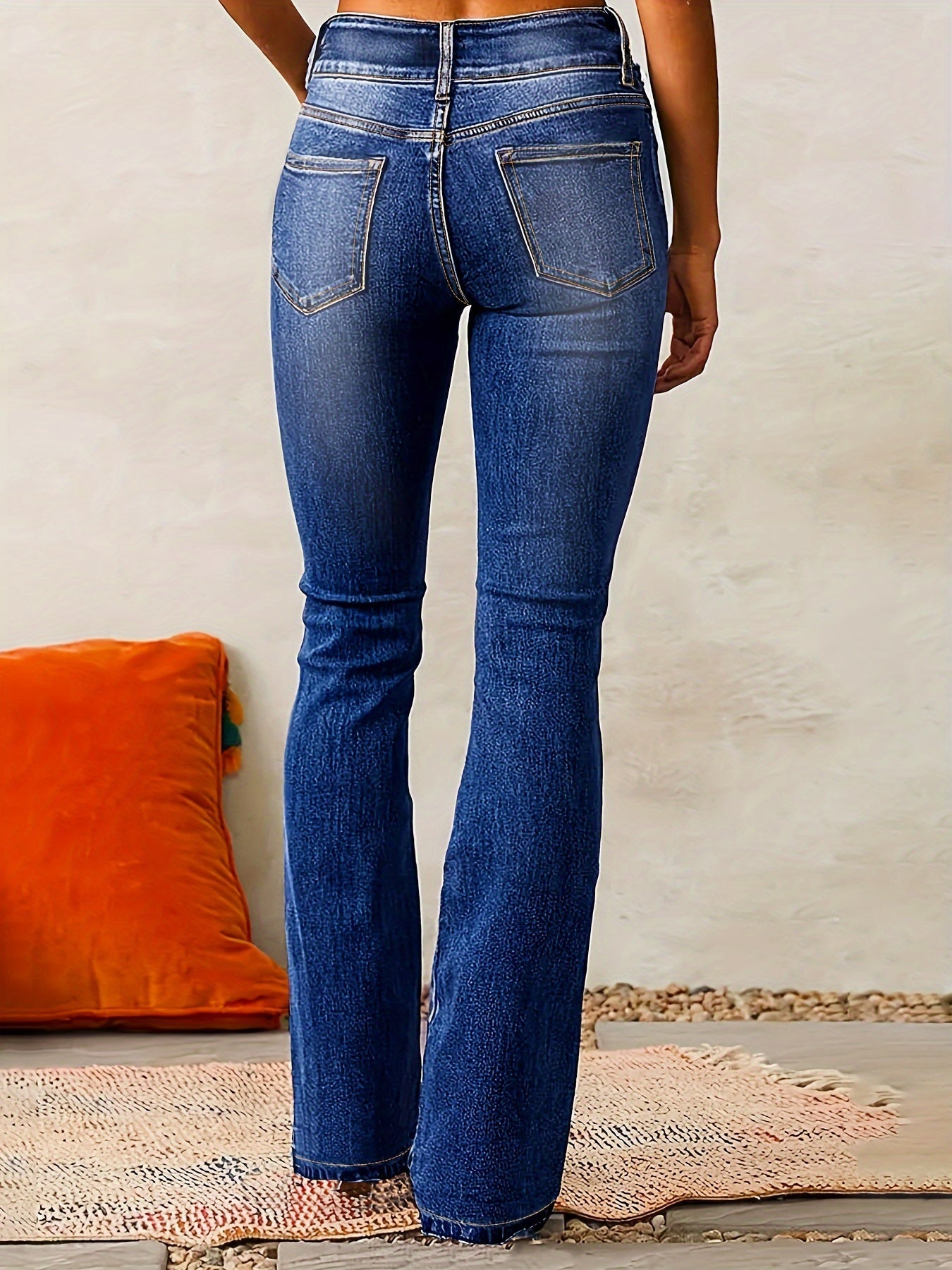 Damen High-Waist Jeans Weite Bein Stilvoll