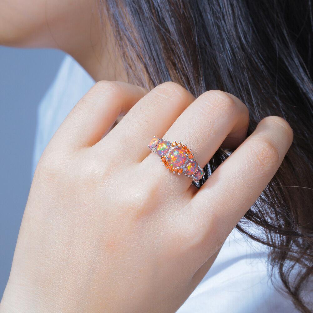Feueropal Ring Granat Schmuck Edelstein