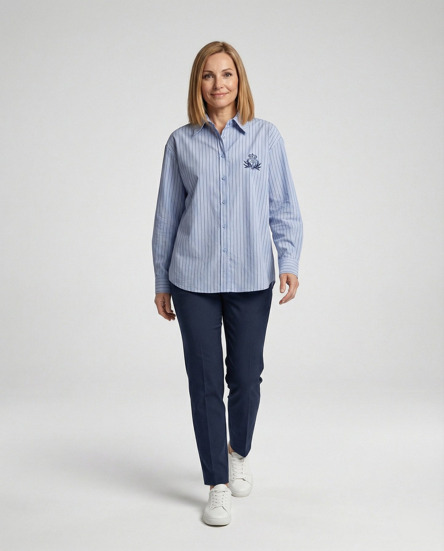 Damen Bluse Streifen Klassischer Kragen Elegante Bluse