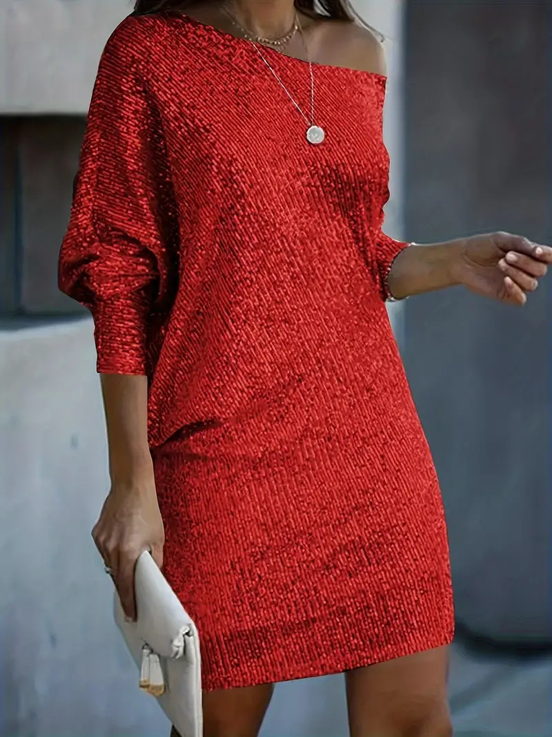 Glitzerndes Gold Pailletten Mini-Kleid Party