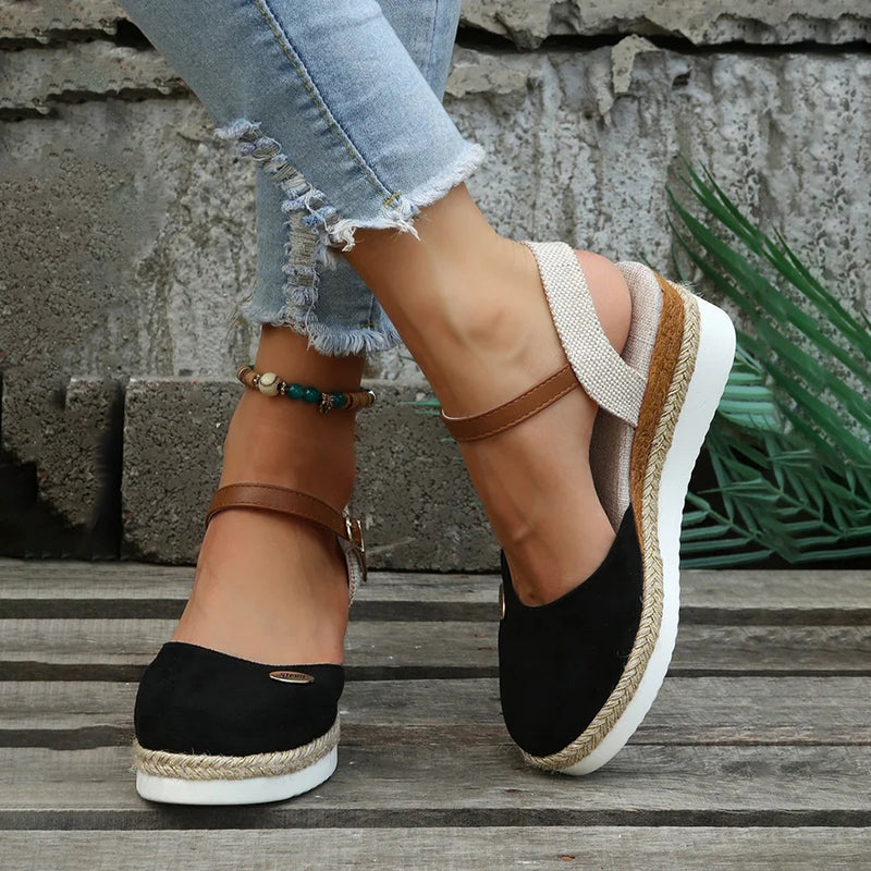 Vintage Sandalen Wedge Heels Damen Schuhe