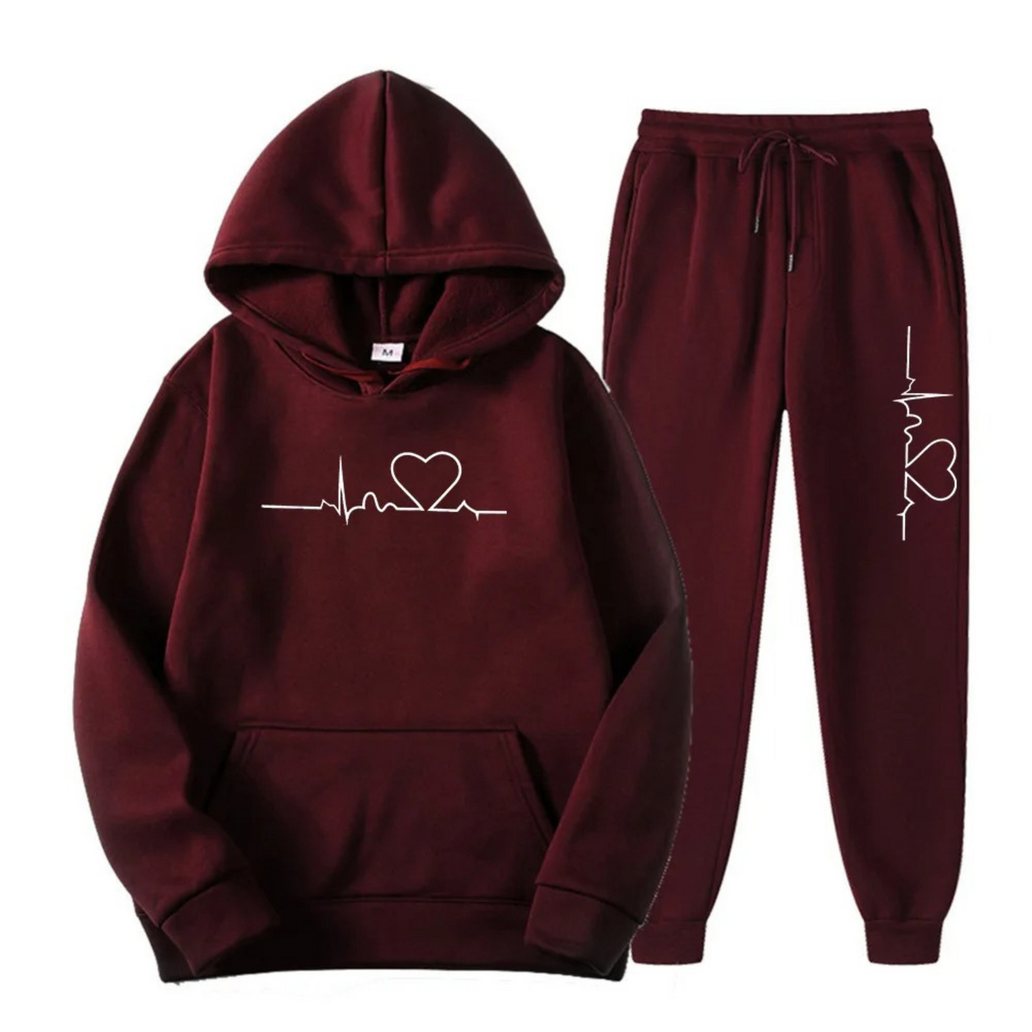 Damen Hoodie Set Herz Motiv Jogginghose Comfort
