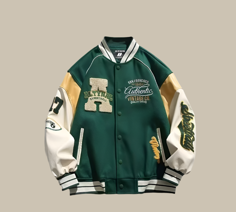 Übergroße Baseballjacke Herren Trendy Weinlese Style