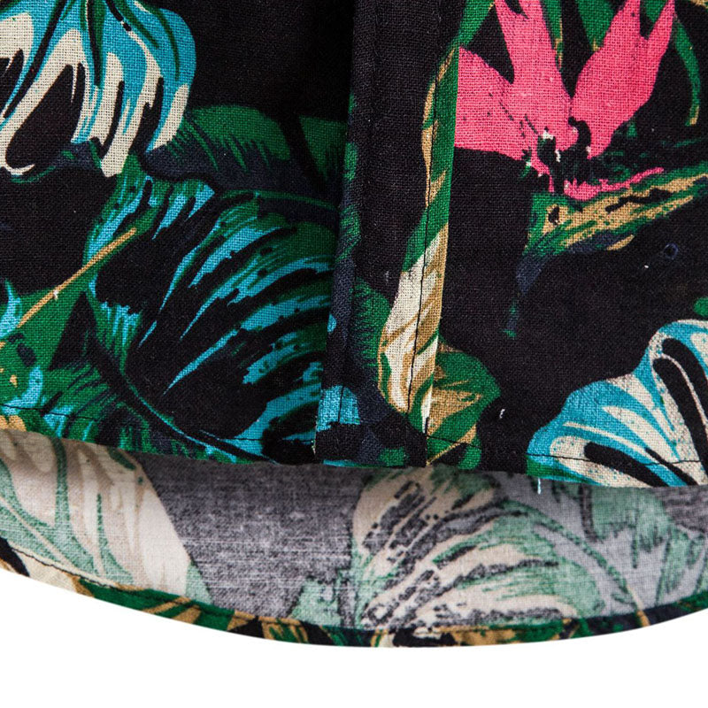 Herren Hemd Kurzarm Blumenmuster Baumwolle Sommer