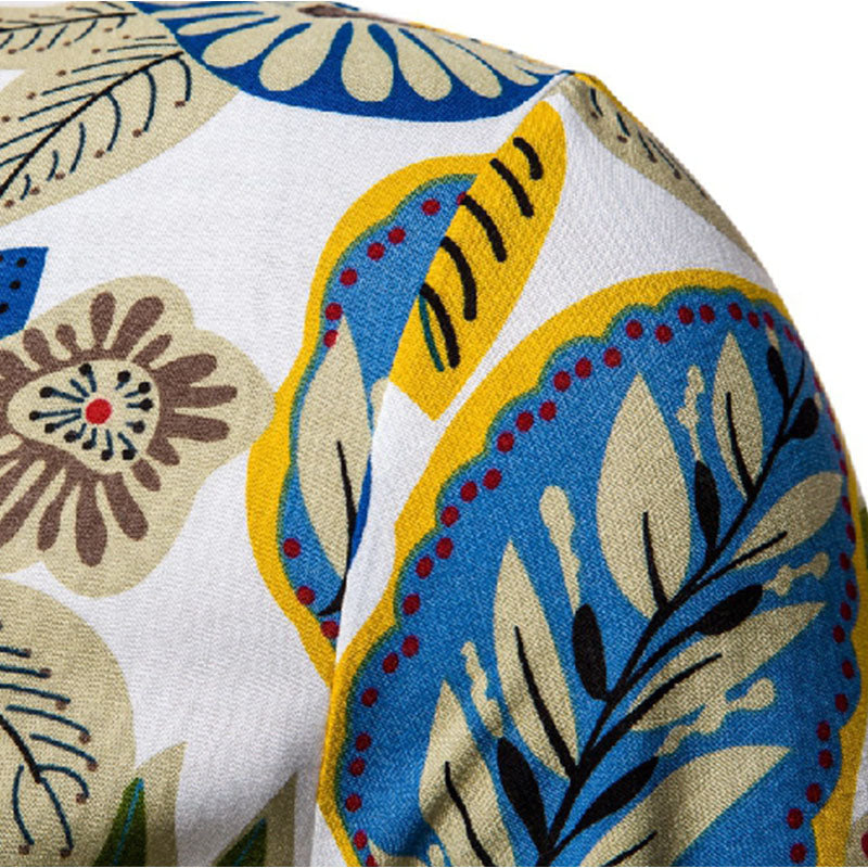 Männliche Kurzarmhemden Vintage Druck Baumwolle Modern