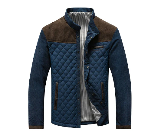 Gepolsterte Winterjacke Stehkragen Wildleder Optik - BerlinGlamour