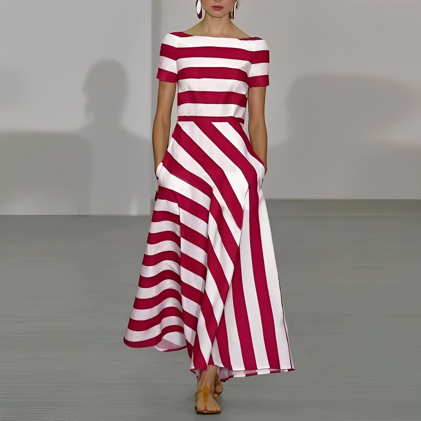 Schickes Damenkleid Gestreift Sommerkleid