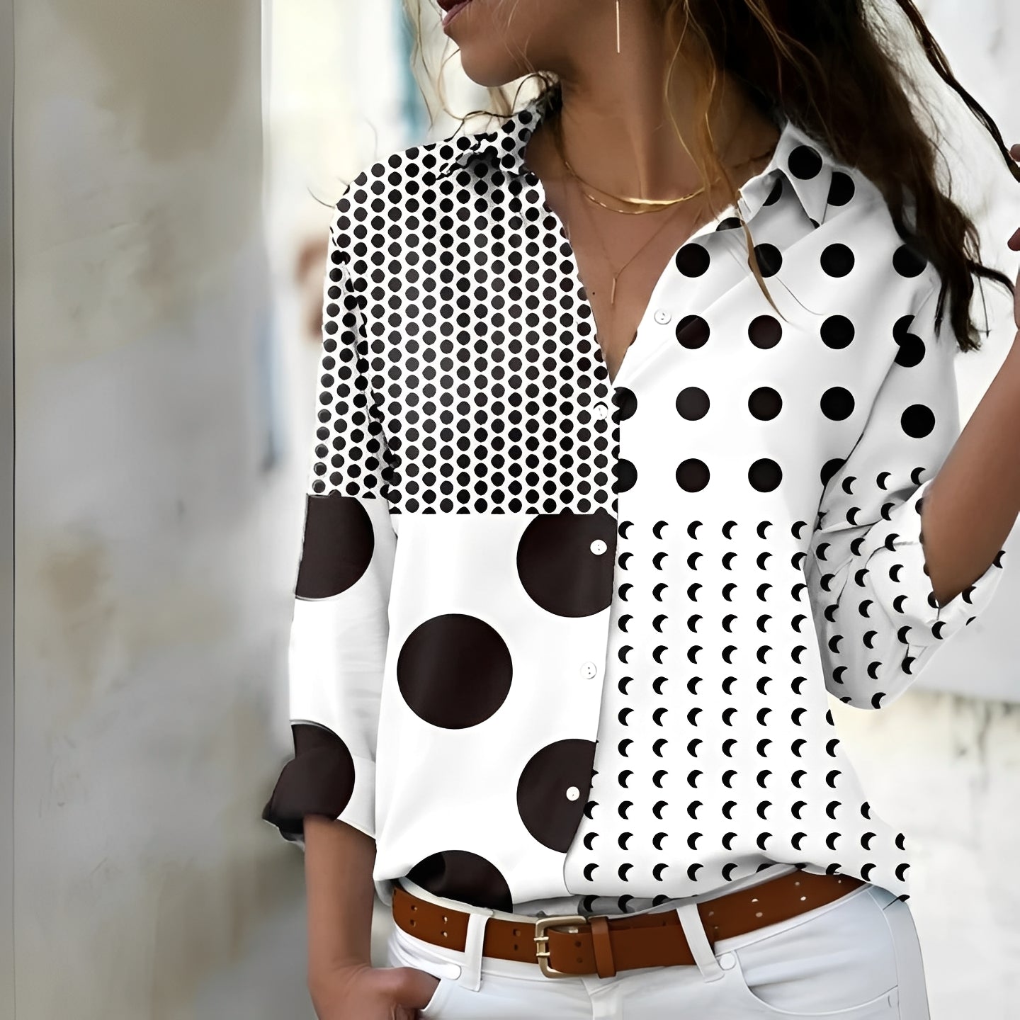 Elegante Damenbluse Langarm mit Kragen Modern