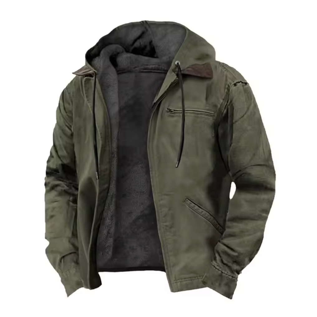 Herren Kapuzenjacke Reißverschluss Modern Schwarz