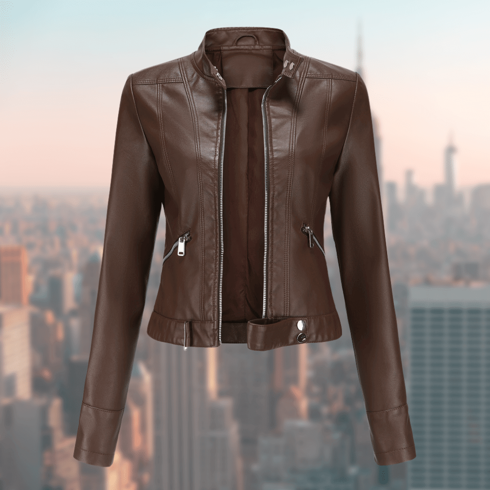 Lederjacke Damen Stilvoll Langlebig Schwarz