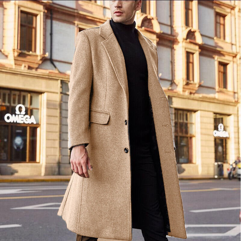 Herren Wintermantel Warm Elegant Schwarz