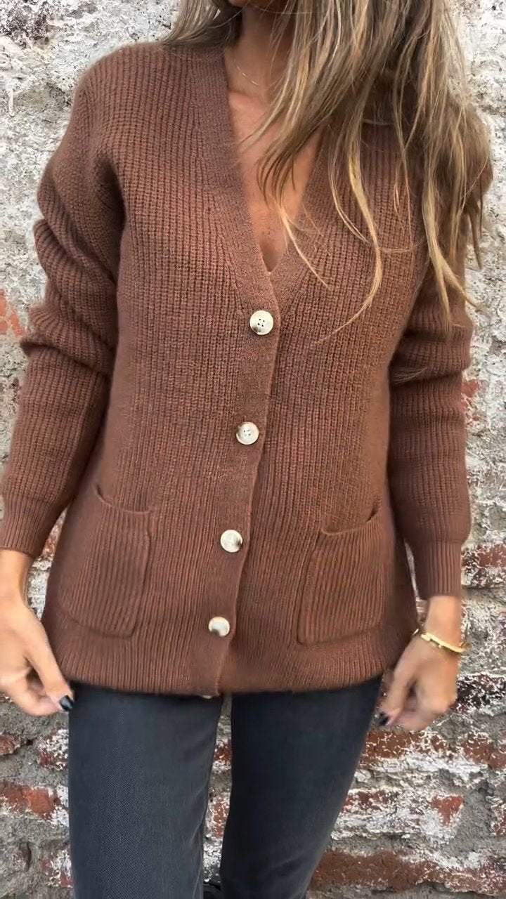 Strickjacke Weich Komfort Strick mit Knöpfen Damen