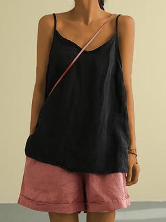 Leinen-Longtop Damen Luftig Sommer