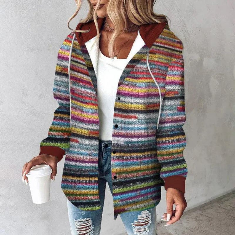 Damen Strickjacke Kurz Kapuze Modern - BerlinGlamour