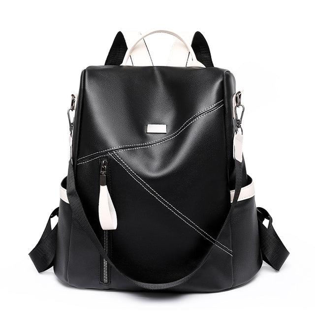 Stilvoller Damen Reise Rucksack Schwarz Rot Weiß