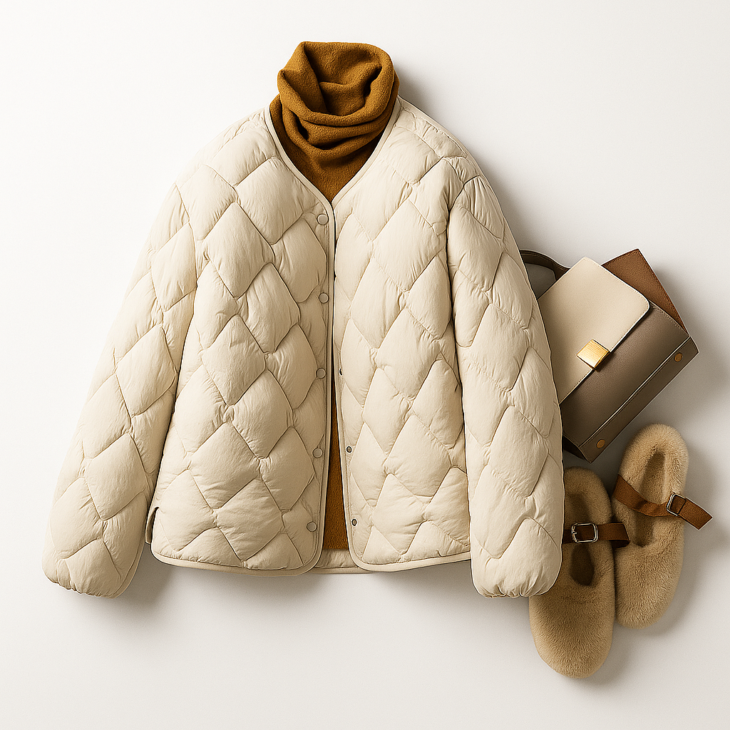 Damen Pufferjacke Warm Leicht Gesteppt Winterjacke