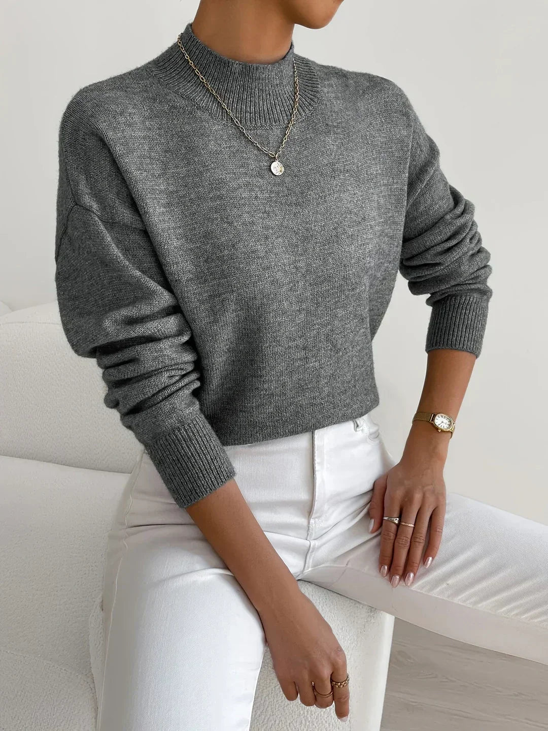 Damen Pullover Eleganter Rollkragen Soft