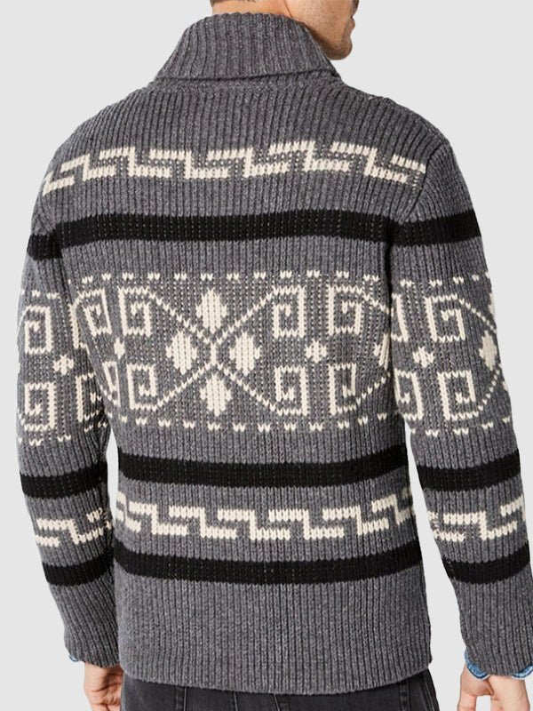 Herren Strickjacke Frühling Muster Schalkragen