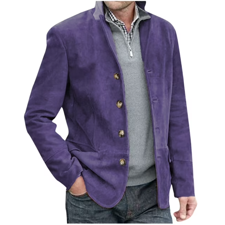 Herren Blazer Jacke Wildleder Braun Blau Elegant