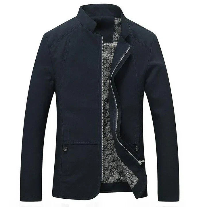 Herren Slim Fit Jacke Leichtgewicht Zip Up Schwarz