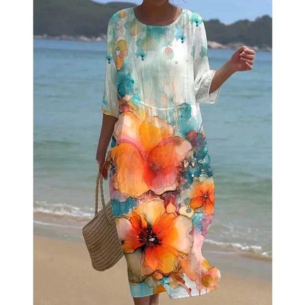 Elegante Blumenkleid Bauchfreies Sommerkleid