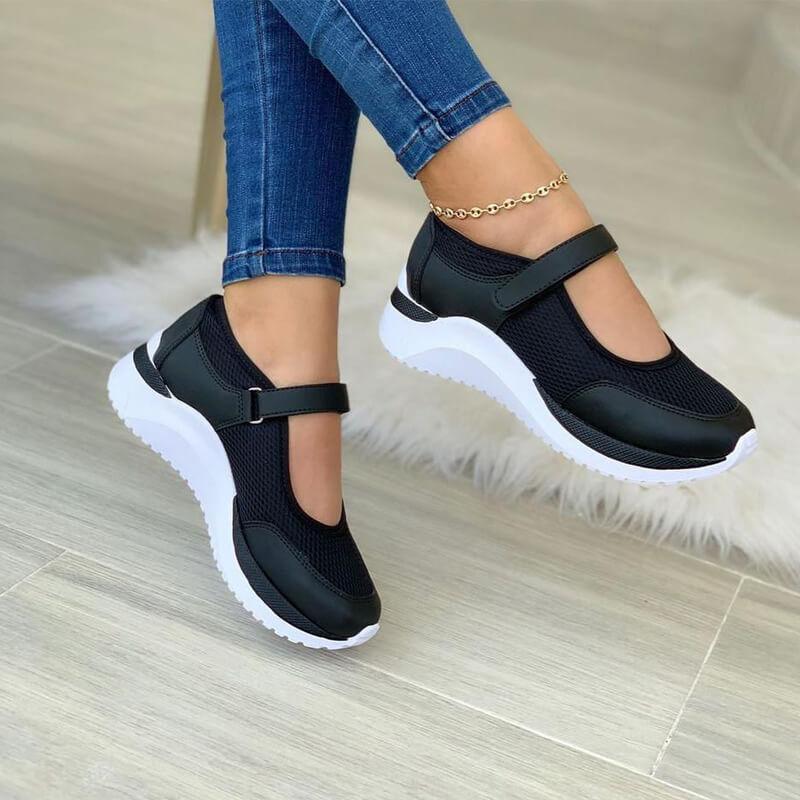 Damen Sneaker Mesh Bequem Klettverschluss Sport