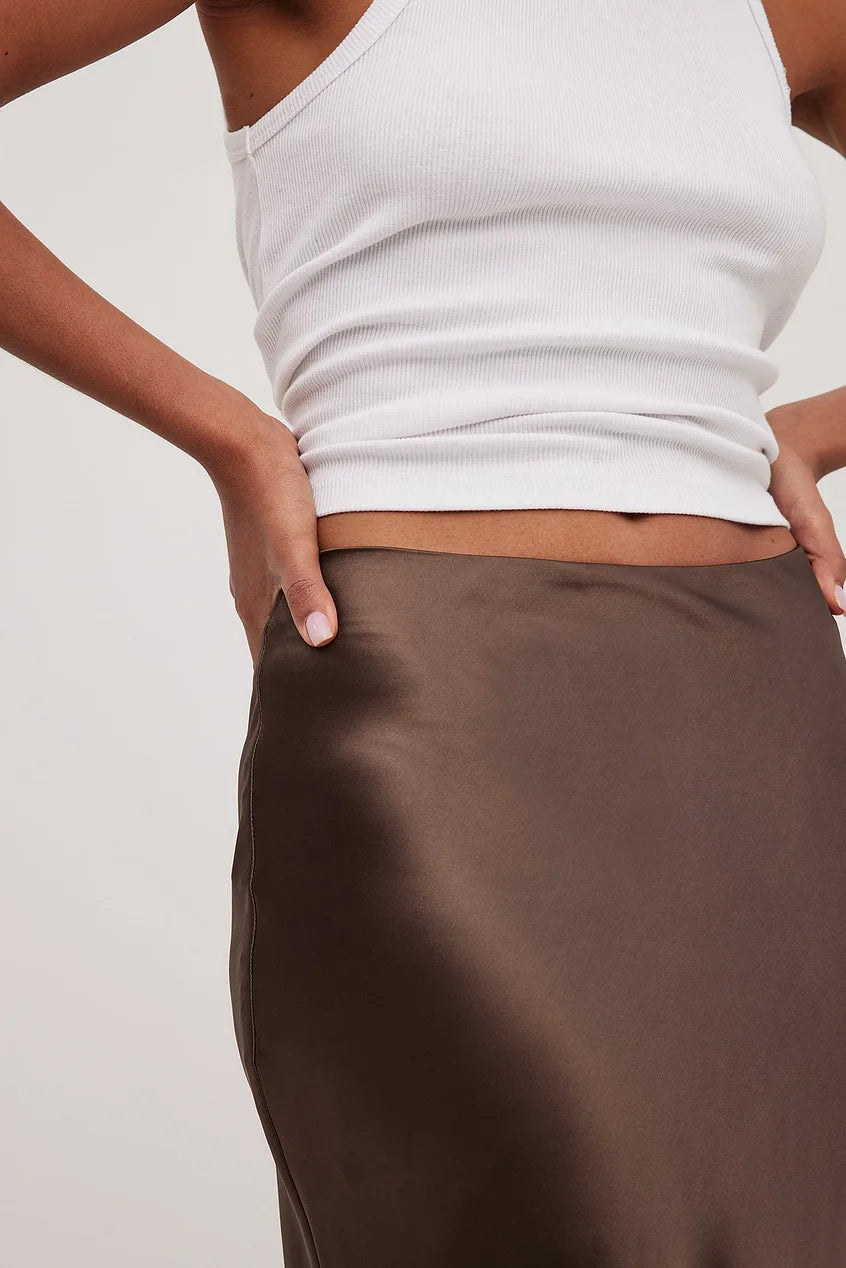 Satin Rock Hochwertig Mit Hoher Taille Damen