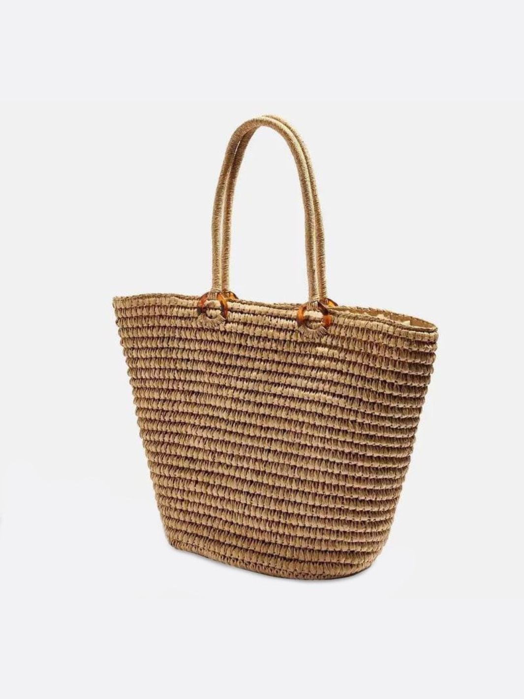 Große Strohtasche Damen Schulterriemen Handgewebt Elegante Tote Bag