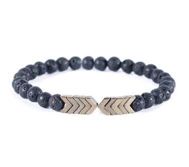 Lava Stein Armband Glitzer Schwarz