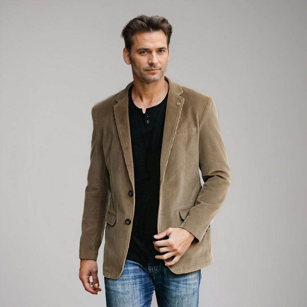 Herren Blazer Braun Elegant Klassisch Cord