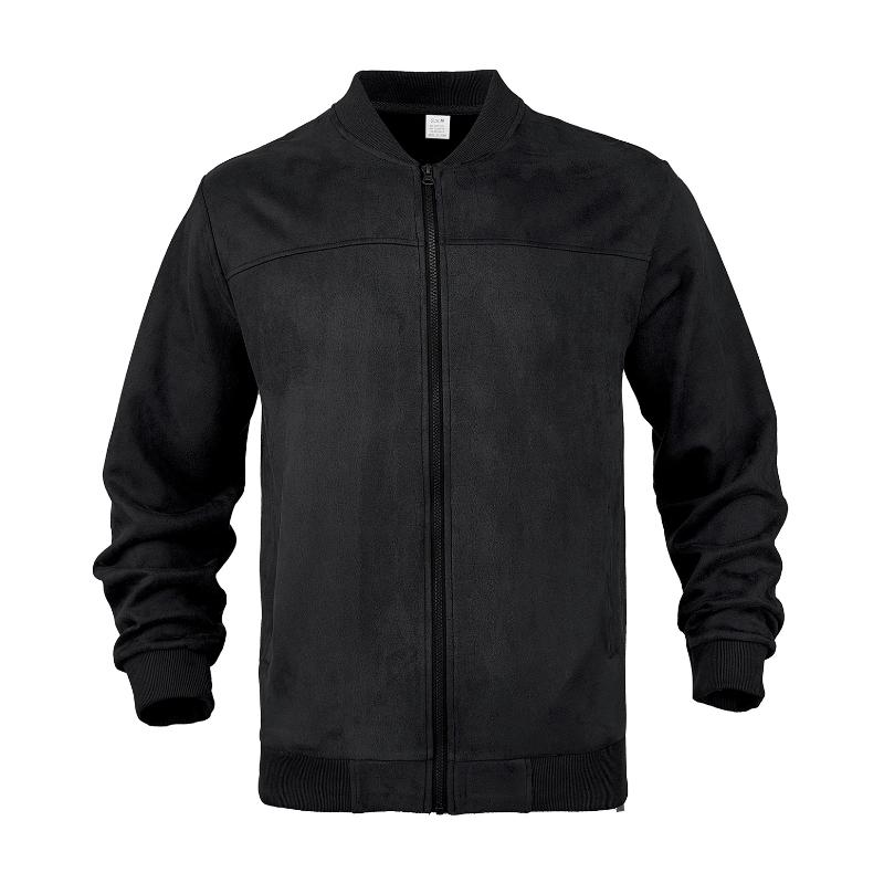 Männer Übergangsjacke Lederlook Stehkragen Schwarz