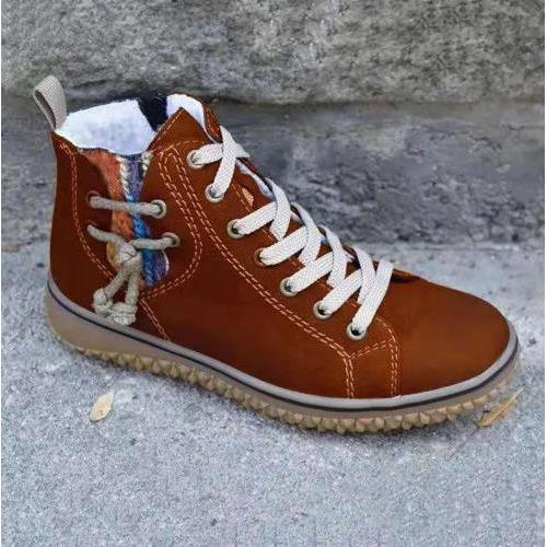 Leder Schnürschuhe Damen Vintage Stil