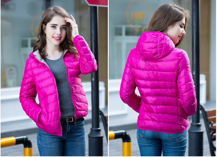 Wende-Daunenjacke Damen Leicht Warm Wasserdicht