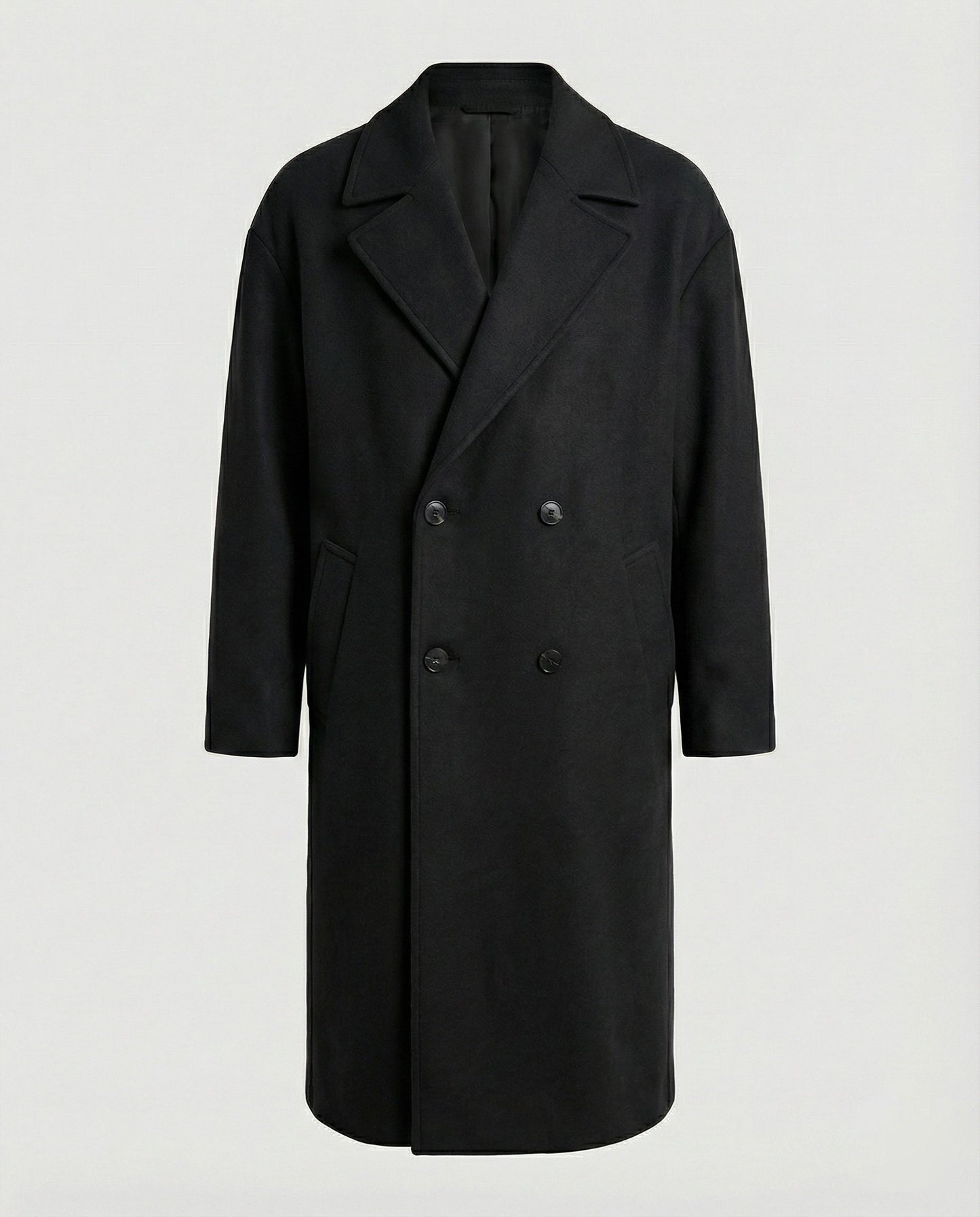 Herren Mantel Elegant Langschal Schwarz