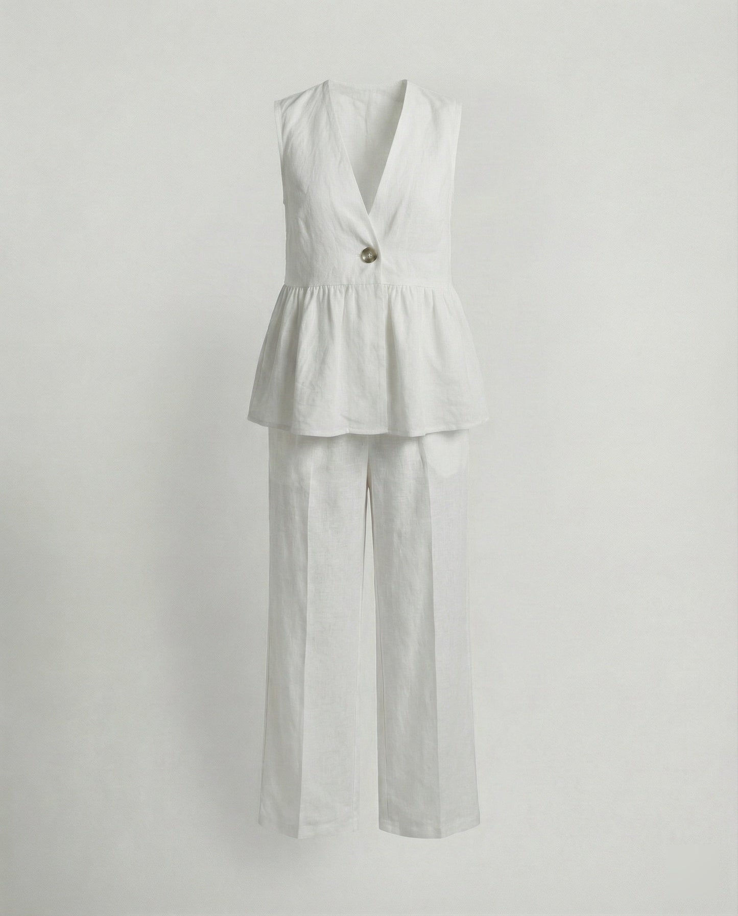 Elegante Damen Leinenhosenanzug Moderner Businesslook