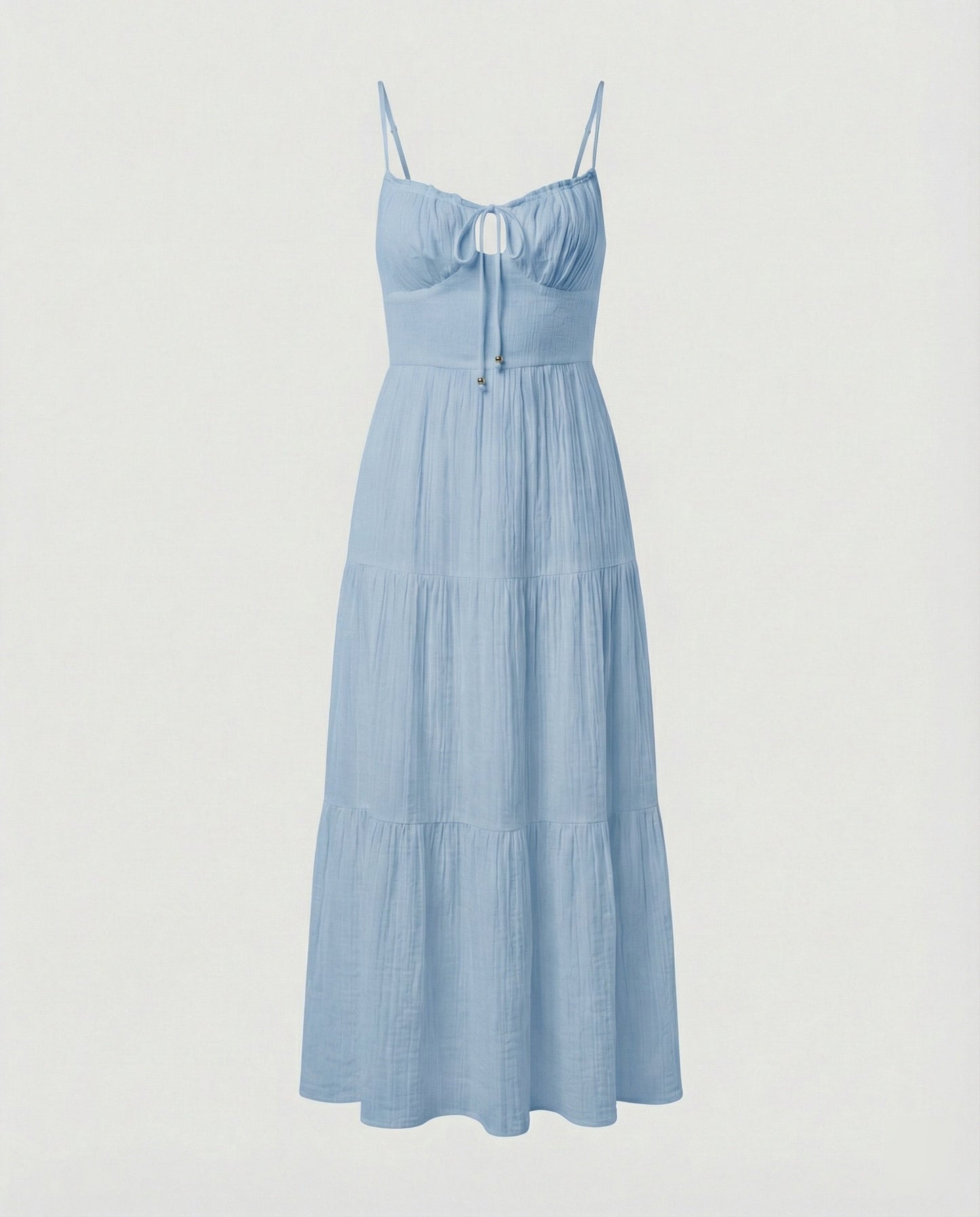 Damen Maxikleid Lang Rüschen Verstellbar Sommer