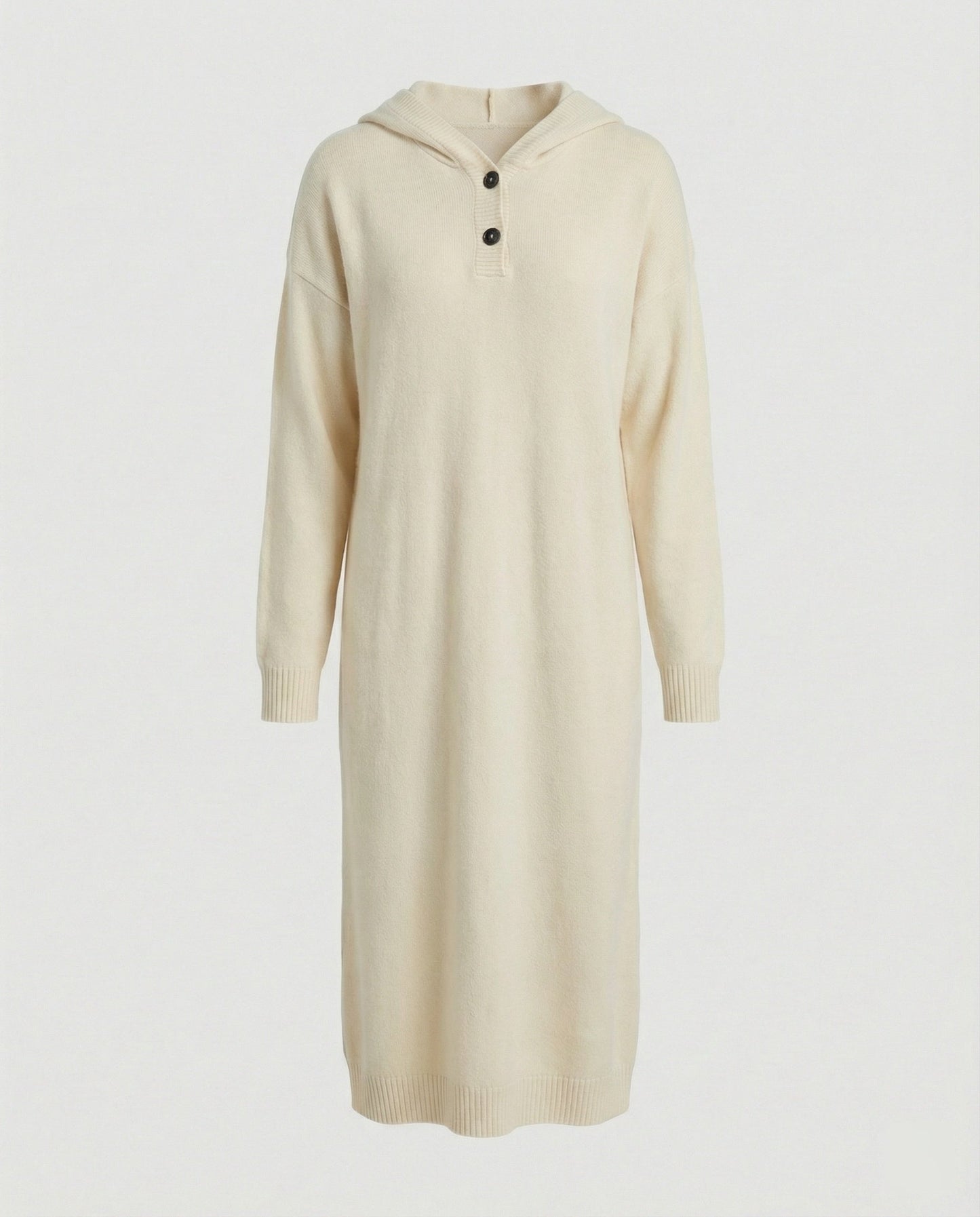 Damen Hoodie-Kleid Weich Kapuzenkleid mit Knöpfen Damenmode