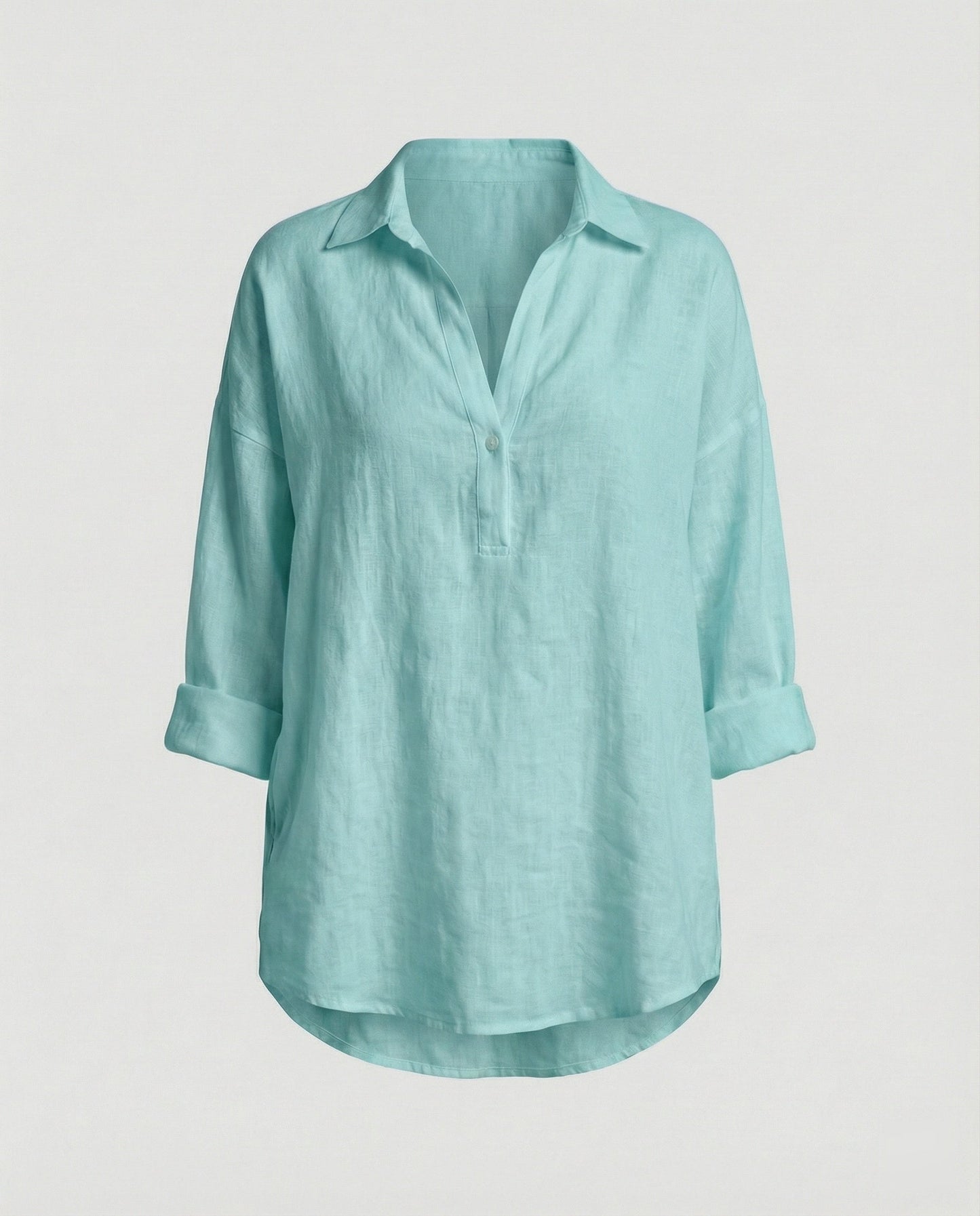 Damen Leinenbluse Elegante Knopfleiste Sommer