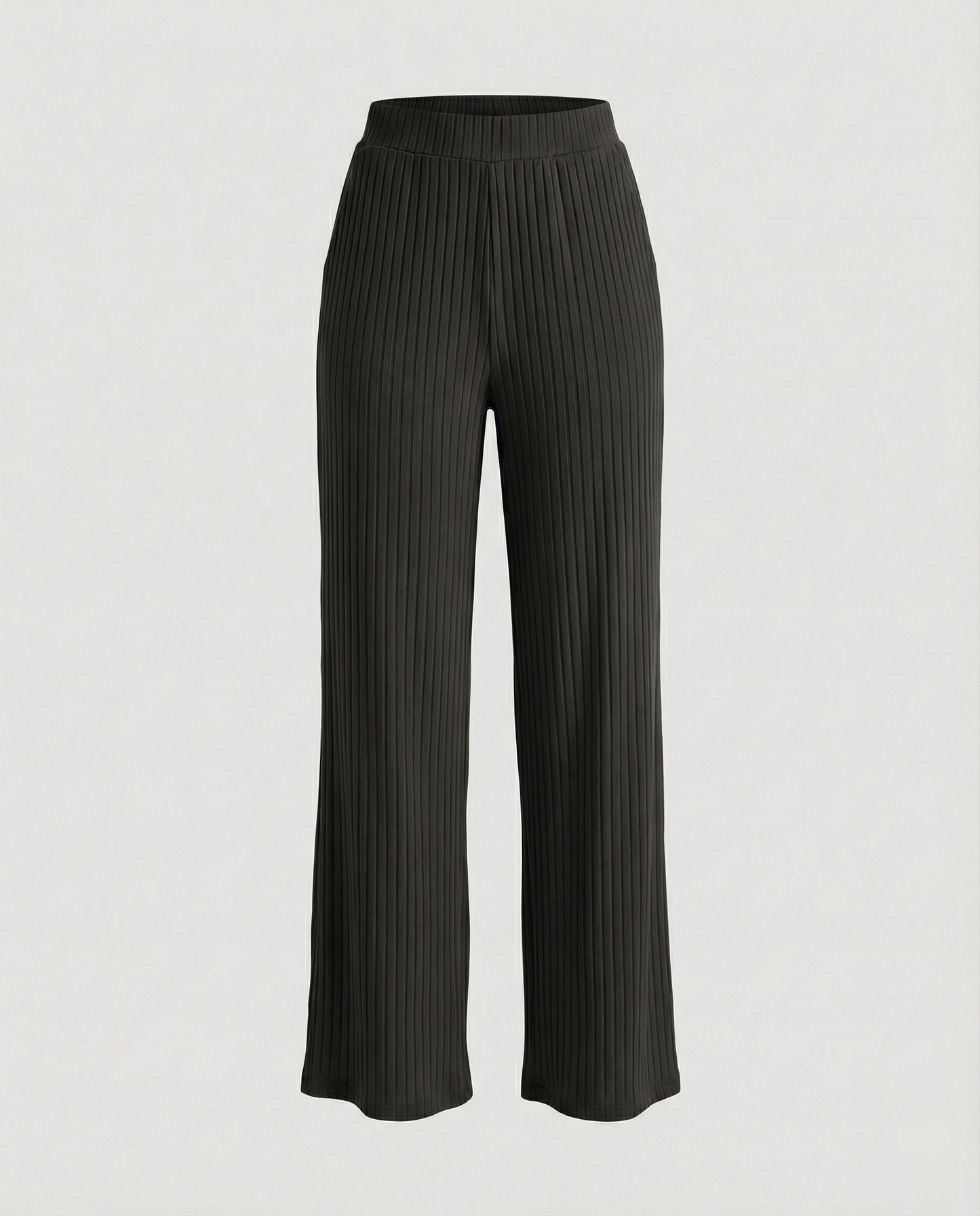 Damen Sommerhose Weit Geschnitten Elegant Mit Rippstruktur
