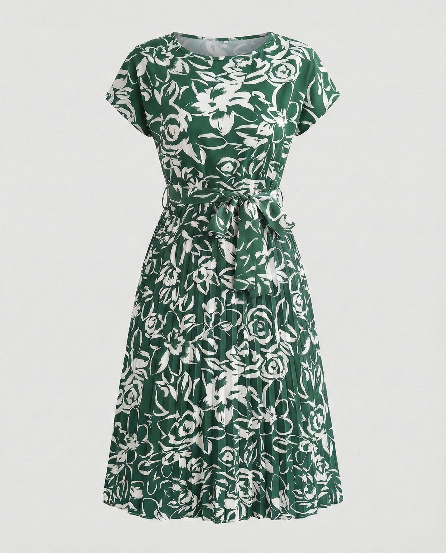 Damenkleid Blumenmuster Sommer mit Gürtel