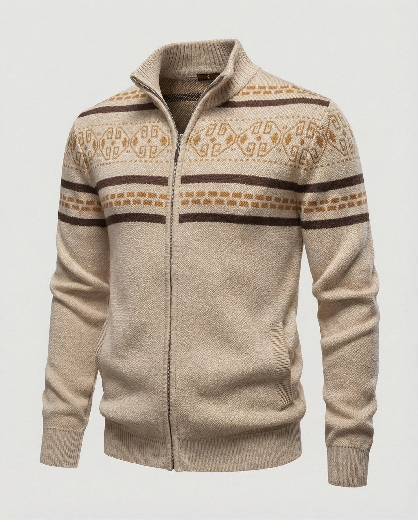 Herren Strickjacke Modern Zipper Muster Stadtchic