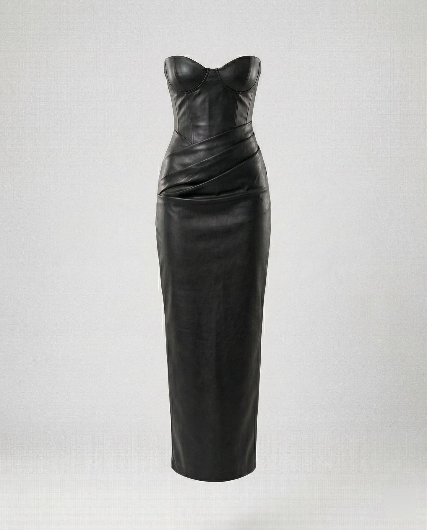 Lederkleid Damen Langärmlig Herz Ausschnitt Elegant