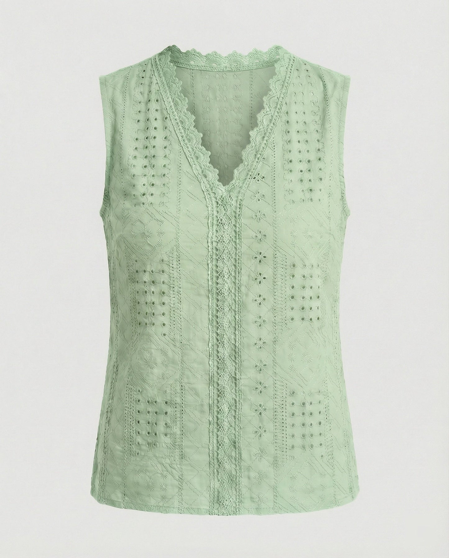 Damen Top Baumwolle Lochstickerei Elegant